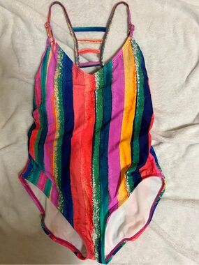 Vibrant Multicolor Stripe One-Piece Swimsuit for Women